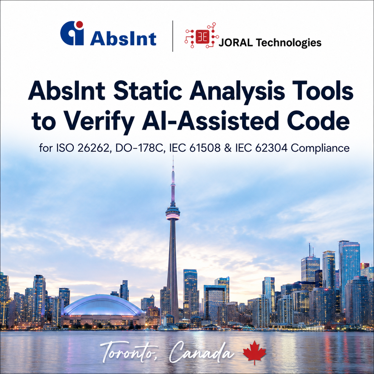 AbsInt Static Analysis Tools to Verify AI-Assisted Code for ISO 26262, DO-178C, IEC 61508 & IEC 62304 Compliance