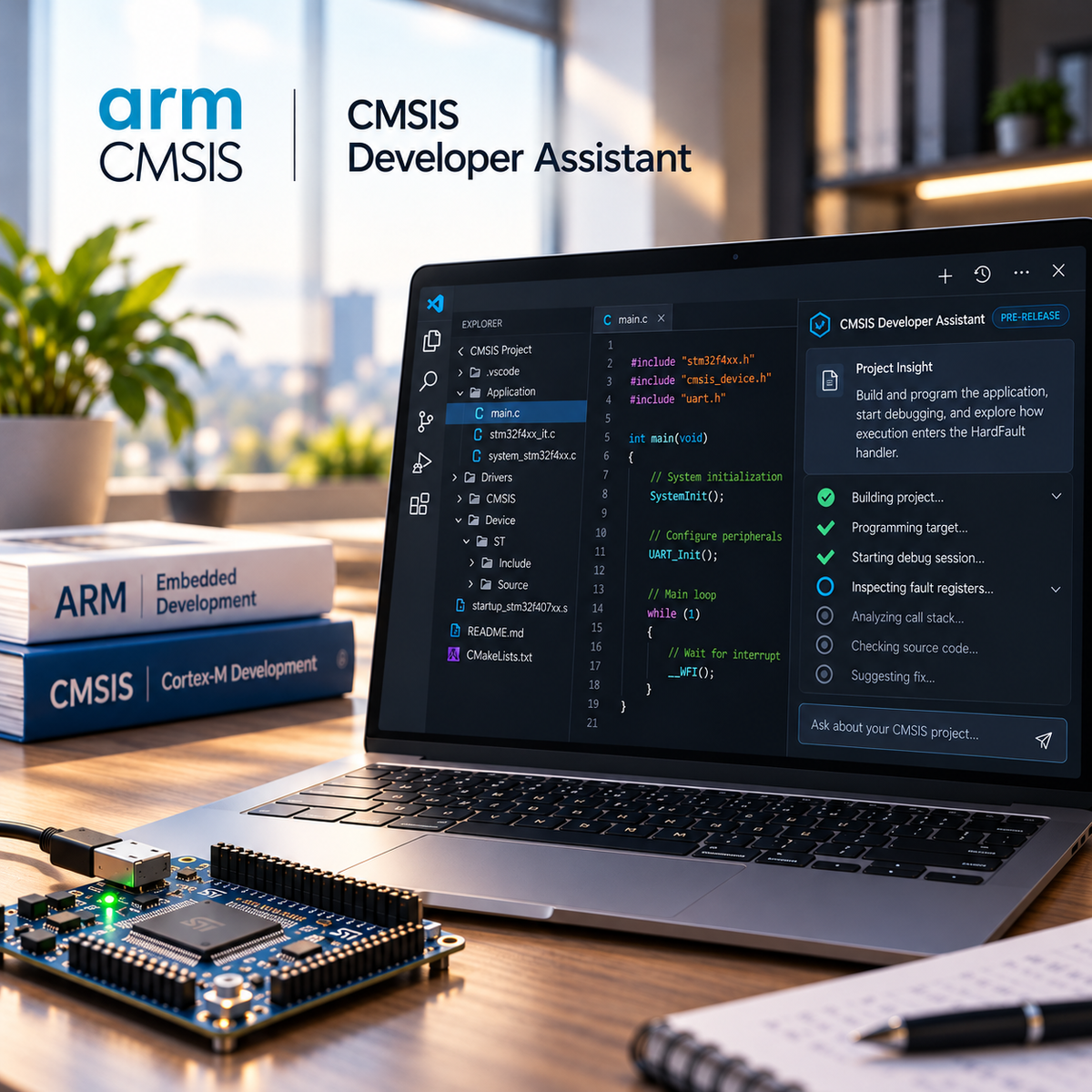 Beyond Code Generation: AI-Assisted Embedded Development with Arm CMSIS